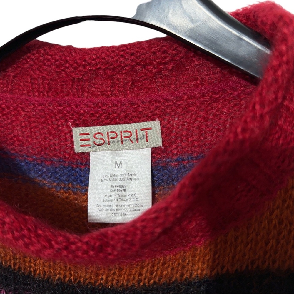 Espirit Mohair Striped Vintage Tunic Sweater M Autumn Casual - Picture 2 of 4